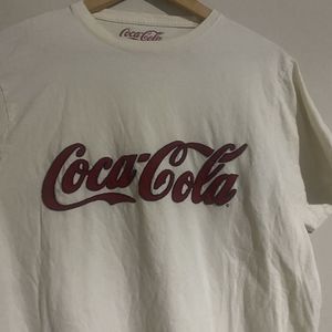 Coca Cola Large Logo White Red promo Men Shirt Raised/ Embroidered Fast Shipping